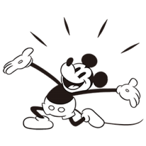 【LINE無料スタンプ速報：隠し】ミッキーマウス（モノクロ） スタンプ