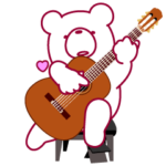 動くクマ。クマなのにクラシックギター。