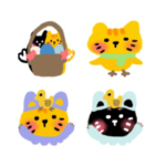 イースターの小さなオレンジ色の黒い猫