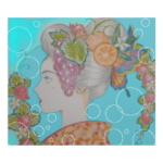 女性の日本髪、カメオ風の横顔。