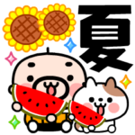 飛び出す！おやじ君と猫の夏スタンプ