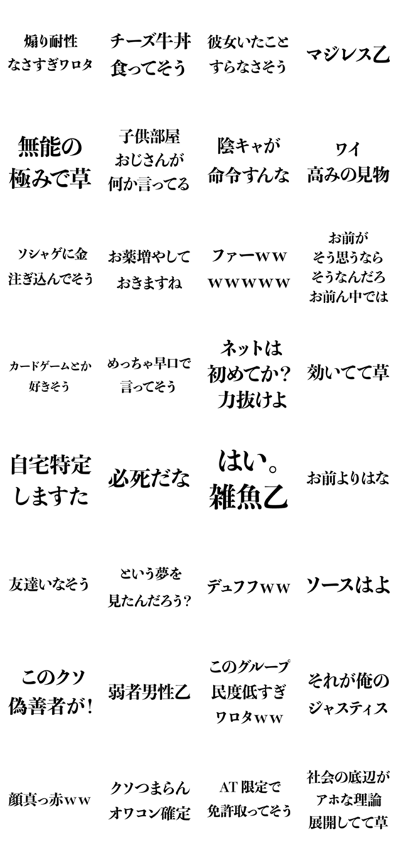 ネット民の煽り 毒舌 オタク 毒舌