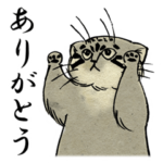 鳥獣戯画風のマヌルネコ