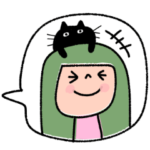 緑ヘア女子と黒猫✳︎LINEスタンプの日