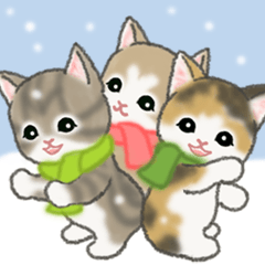 冬のもこもこ猫ちゃんズ Line無料スタンプ 隠しスタンプ 人気スタンプ クチコミサイト スタンプバンク