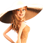 金色帽子のビューティフル女性