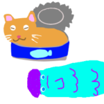 猫と魚スタンプ